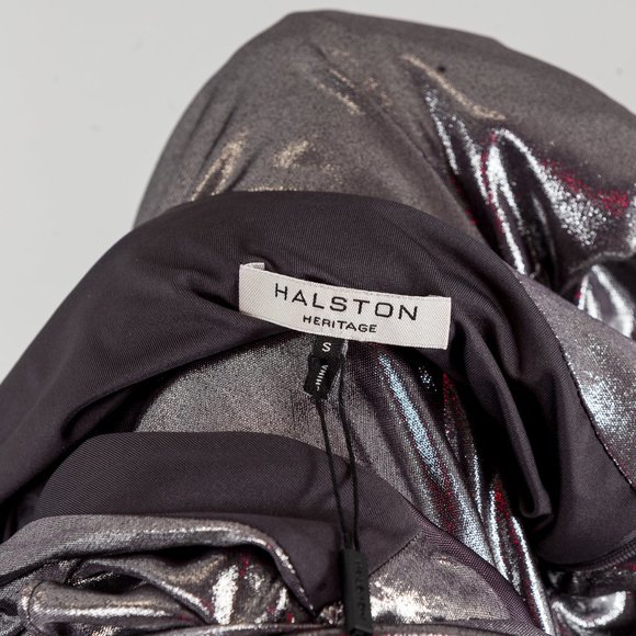 NWT HALSTON HERITAGE METALLIC DRAPED dress - small - Picture 7 of 7